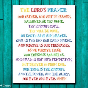 The Lord's Prayer. Sunday School Decor. Christian Wall Art. Bible Verse. Scripture. Christian Kids Decor. Sunday School Art. Matthew 6:9-13 image 1