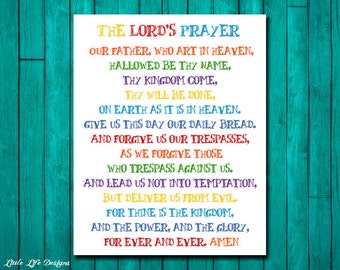 The Lord's Prayer. Sunday School Decor. Christian Wall Art. Bible Verse. Scripture. Christian Kids Decor. Sunday School Art. Matthew 6:9-13