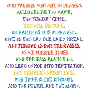 The Lord's Prayer. Sunday School Decor. Christian Wall Art. Bible Verse. Scripture. Christian Kids Decor. Sunday School Art. Matthew 6:9-13 image 2