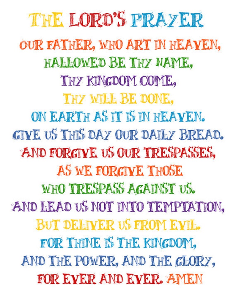 The Lord's Prayer. Sunday School Decor. Christian Wall Art. Bible Verse. Scripture. Christian Kids Decor. Sunday School Art. Matthew 6:9-13 image 2