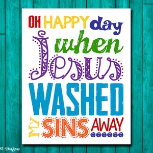 Oh, joyeux jour où Jésus a lavé mes péchés. Décoration pour enfants. Décor chrétien. Art mural chrétien. Crèche chrétienne. Chanson biblique. Hymne pour enfants