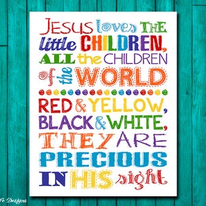 Jesus Loves The Little Children Wall Art. Childrens Church Decor. Christian Decor. Christian Wall Art. Sunday School Art. Childrens Worship.