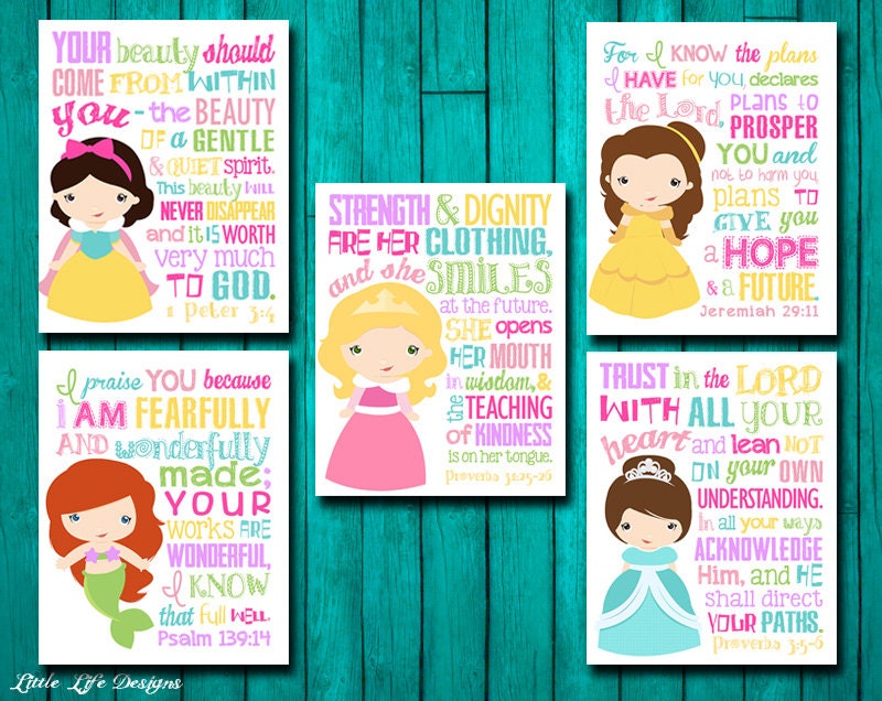 Princess Bible Verses. Proverbs 31:25-26. Princess Wall Art. - Etsy Norway