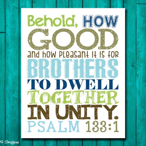 Brothers Wall Art. Boys Room Decor. Psalm 1331. Scripture. Etsy