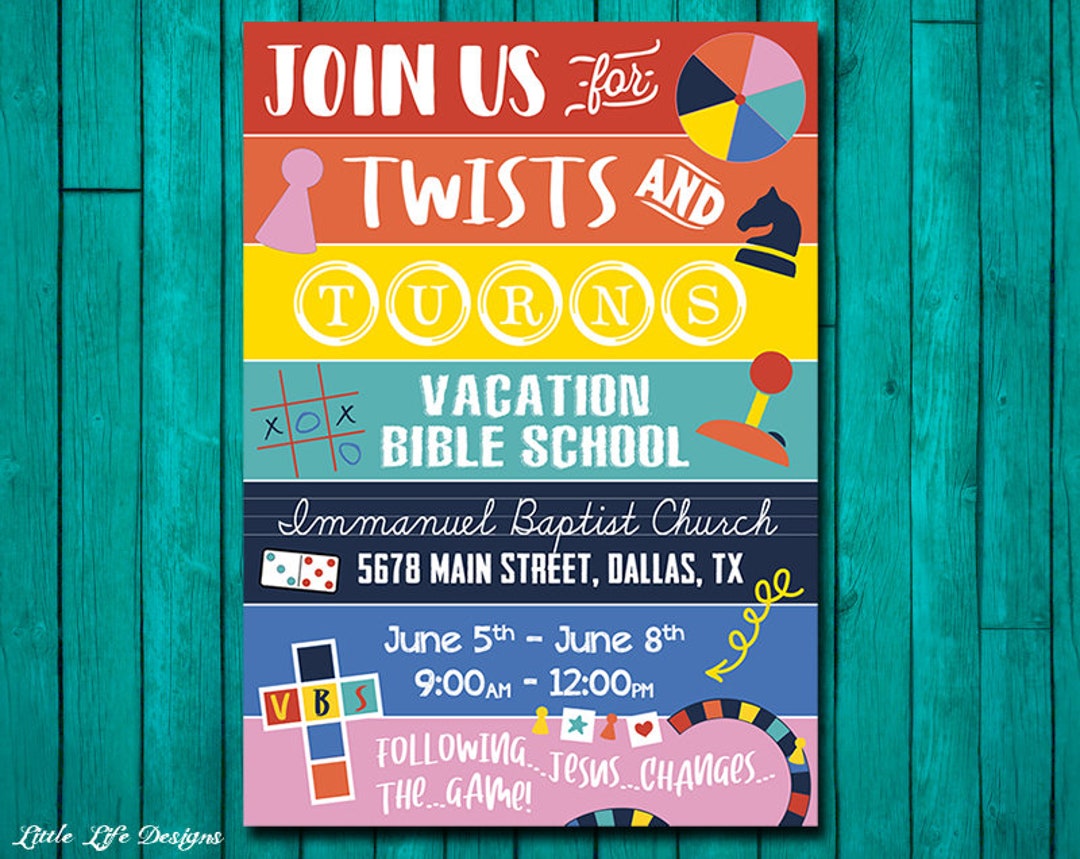 Twist and Turns VBS Invitation. Vacation Bible School Invite. Etsy