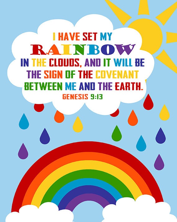 Genesis 9:13. God's Rainbow. God's Promise. Christian Wall Art. Sunday  School Decor. Church Decor. Christian Playroom Wall Art. Bible Verse.