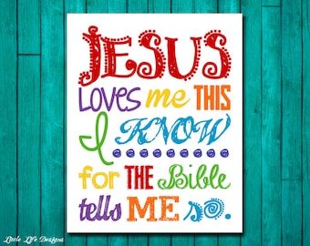 Jesus Loves Me Wall Art. Childrens Decor. Jesus Loves Me This I Know. Christian Decor. Christian Wall Art. Christian Nursery.Scripture Art.