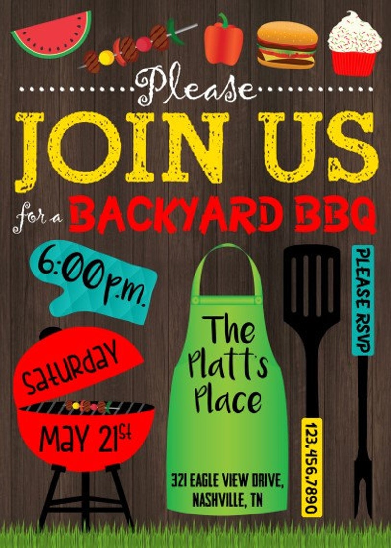BBQ Invitation. Backyard BBQ Invitation. Summer Party | Etsy
