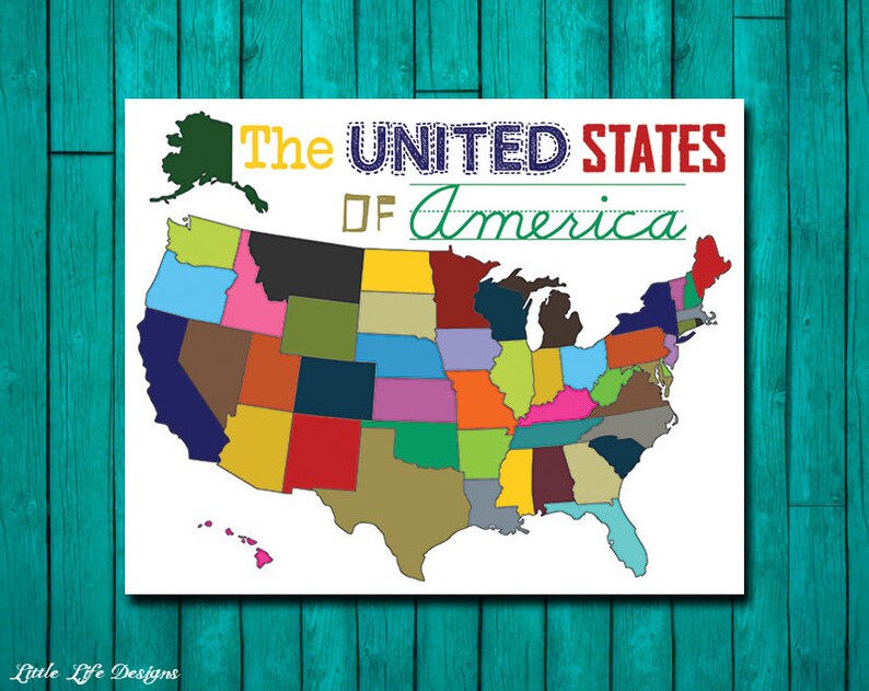 USA Map Wall Art. Map of the United States. Classroom Decor. Etsy