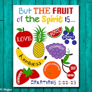 Fruit of the Spirit Wall Art. Christian Wall Art. Scripture. Fruits of the Spirit. Childrens Church Wall Art. Sunday School Decor. Fruit Art image 1