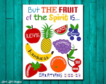 Fruit of the Spirit Wall Art. Christian Wall Art. Scripture. Fruits of the Spirit. Childrens Church Wall Art. Sunday School Decor. Fruit Art