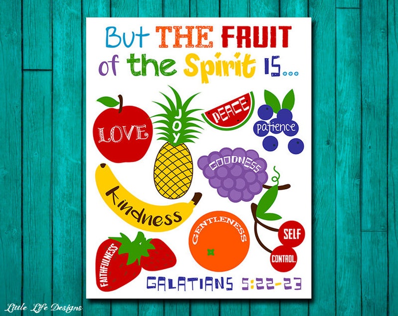 Fruit of the Spirit Wall Art. Christian Wall Art. Scripture. Fruits of the Spirit. Childrens Church Wall Art. Sunday School Decor. Fruit Art image 1