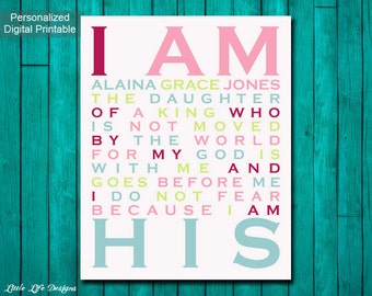 I Am His Daughter of a King. Christian Wall Art. Nursery Wall Art. Children's Room Decor. Baby Shower Gift. Personalized Room Decor. Baptism