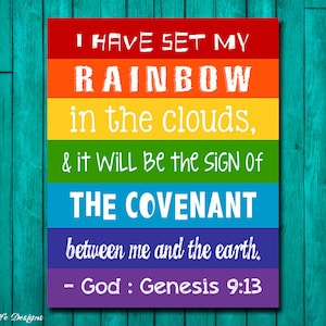 Genesis 9:13. God&#39;s Rainbow. God&#39;s Promise. Christian Wall Art. Sunday School Decor. Church Decor. Christian Playroom Wall Art. Bible Verse.