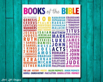 Books of the Bible. Christian Wall Art. Sunday School Decor. Christian Decor. Church Wall Art. Bible Books. Scripture. Bible Book List Art