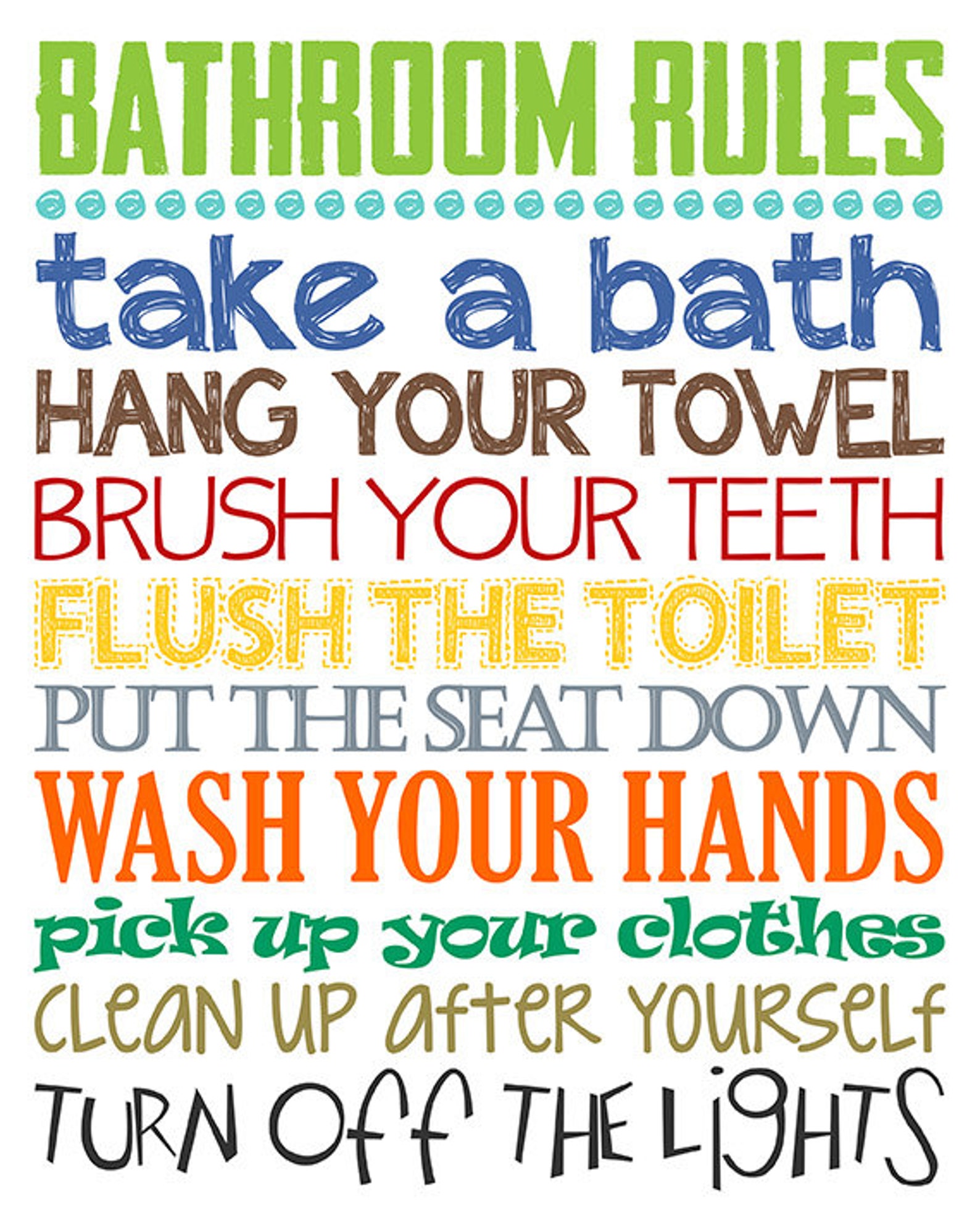 Bathroom Rules. Boys Bathroom Decor. Boys Bathroom Wall Art. Etsy