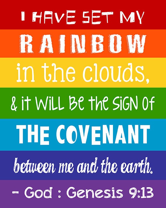 Genesis 9:13. God's Rainbow. God's Promise. Christian Wall Art. Sunday  School Decor. Church Decor. Christian Playroom Wall Art. Bible Verse.