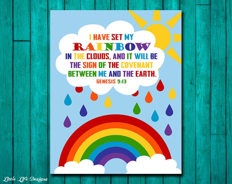Genesis 9:13. God's Rainbow. God's Promise. Christian Wall Art. Sunday