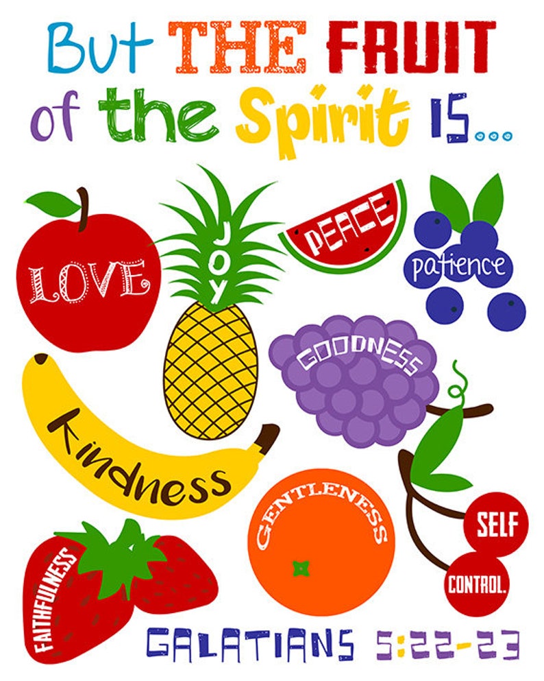 Fruit of the Spirit Wall Art. Christian Wall Art. Scripture. Fruits of the Spirit. Childrens Church Wall Art. Sunday School Decor. Fruit Art image 2