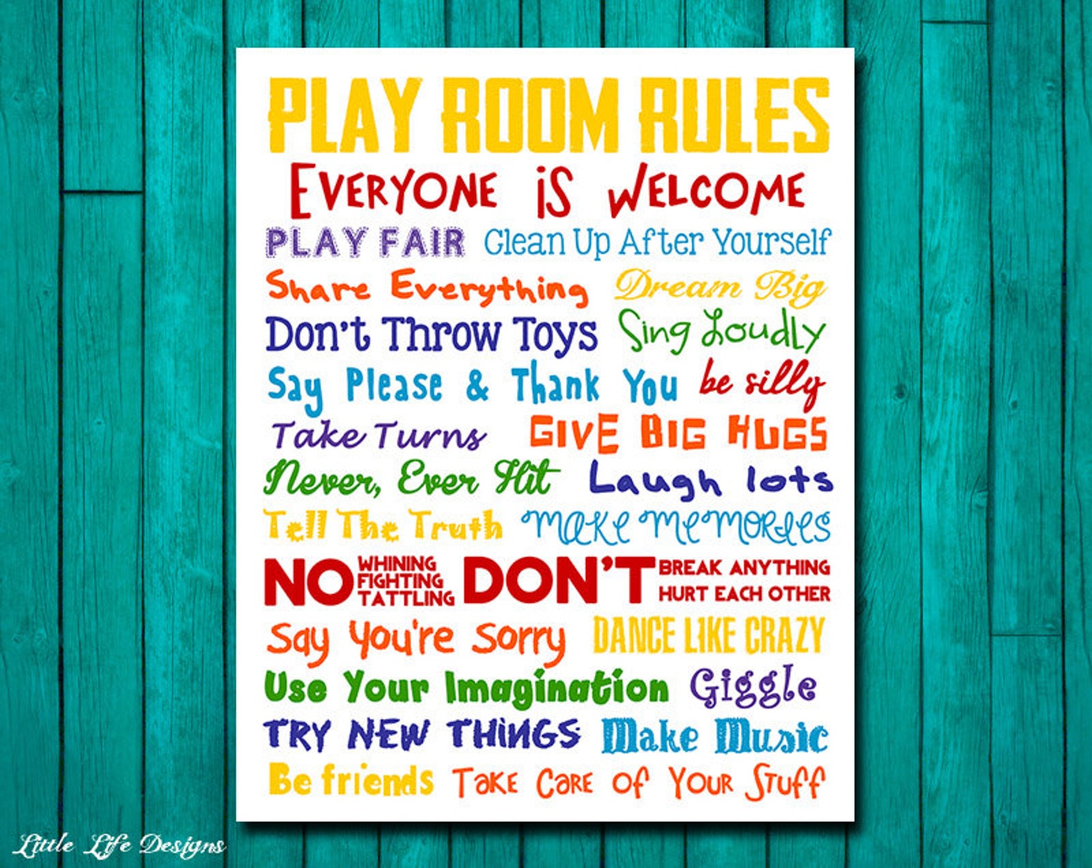 My room rules poster