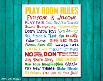 Playroom Rules Sign. Rainbow Playroom Sign. Playroom Decor. Playroom Wall Art. Playroom Wall Decor. Playroom Art. Play room rules sign. Art