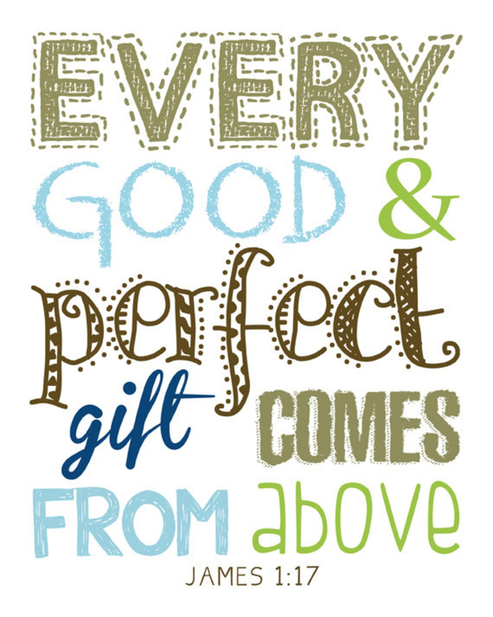 Every Good and Perfect Gift Comes From Above. James 117. Etsy