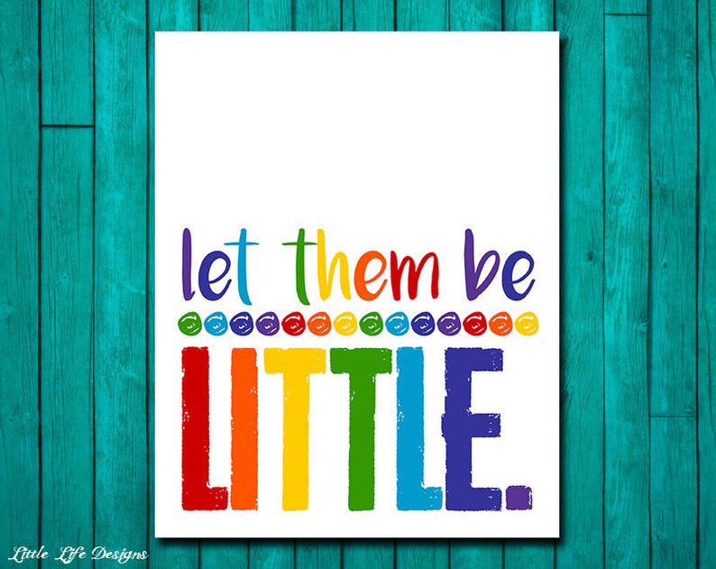 Let Them Be Little Playroom Rules Sign Childrens Wall Art Kids Room Decor Rainbow