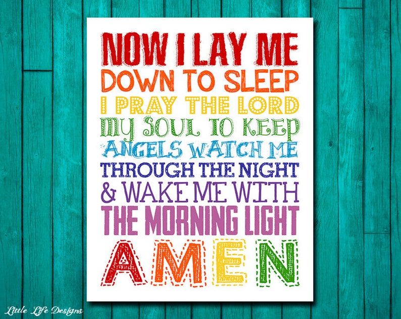 Now I lay me down to sleep sign. Bedtime Prayer. Childrens Prayer. Christian Wall Art. Kids Prayer Wall Art. Nursery Wall Art. Kids Wall Art image 1