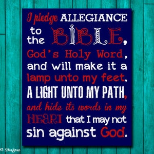 Pledge to the Bible. Pledge of Allegiance. Christian Decor. Homeschool ...