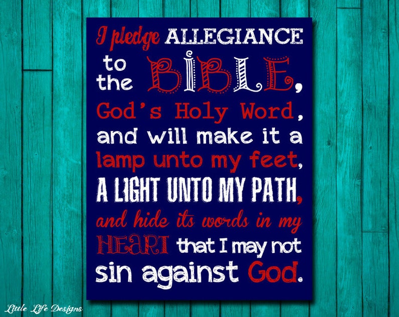 Pledge To The Bible Pledge Of Allegiance Christian Decor Etsy