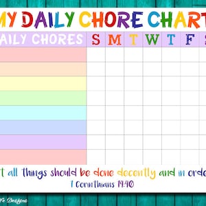 Chore chart for kids. Chore chart printable. Chore list. Kids chore chart. List of chores. Behavior Chart. Reward chart. Cleaning checklist.