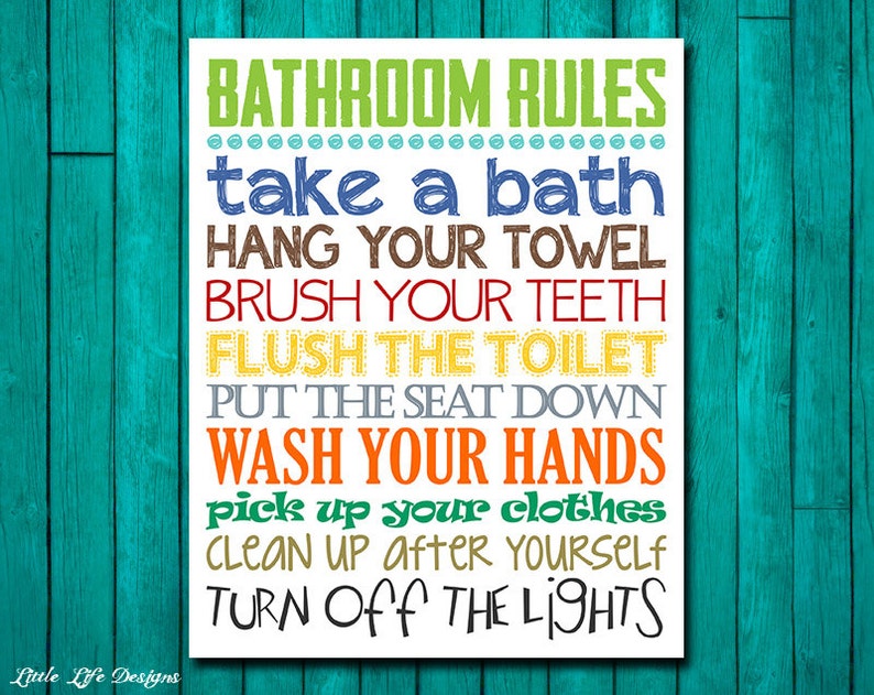 Bathroom Rules. Boys Bathroom Decor. Boys Bathroom Wall Art. Etsy