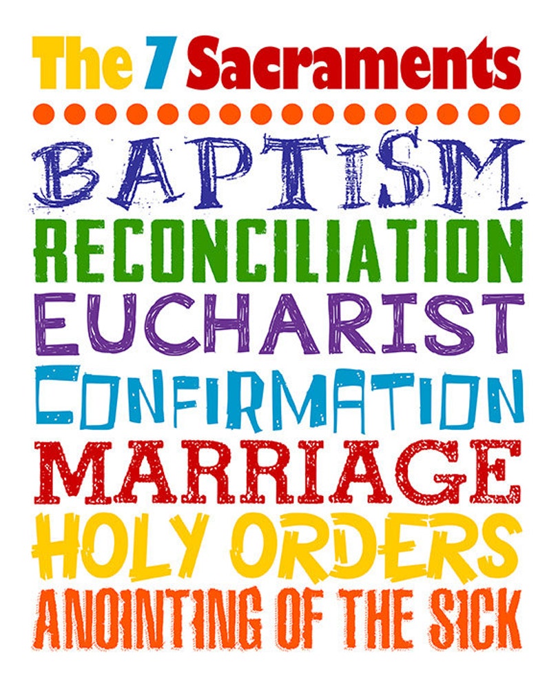 The Seven Sacraments. Catholic Wall Art for Kids. Childrens Etsy