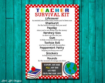 Teacher Thank You Gift. Teacher Appreciation Gift. Gift for Teacher. Teacher Survival Kit. Survival Kit for Teacher Christmas gift