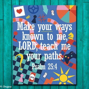 Vacation Bible School Game Theme Decor.  VBS 2023 Decor. Psalm 25:4 bible verse. Twist and Turns Vbs Sign. Children&#39;s Church VBS Idea VBS