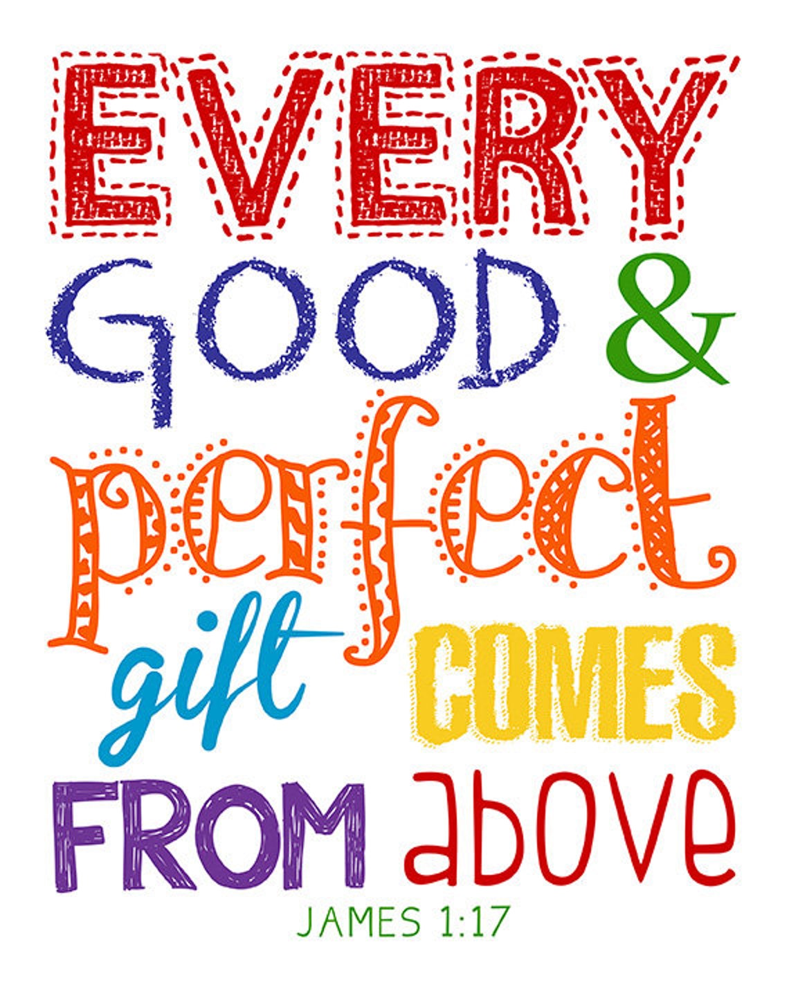 Every Good and Perfect Gift Comes From Above. James 117. Etsy
