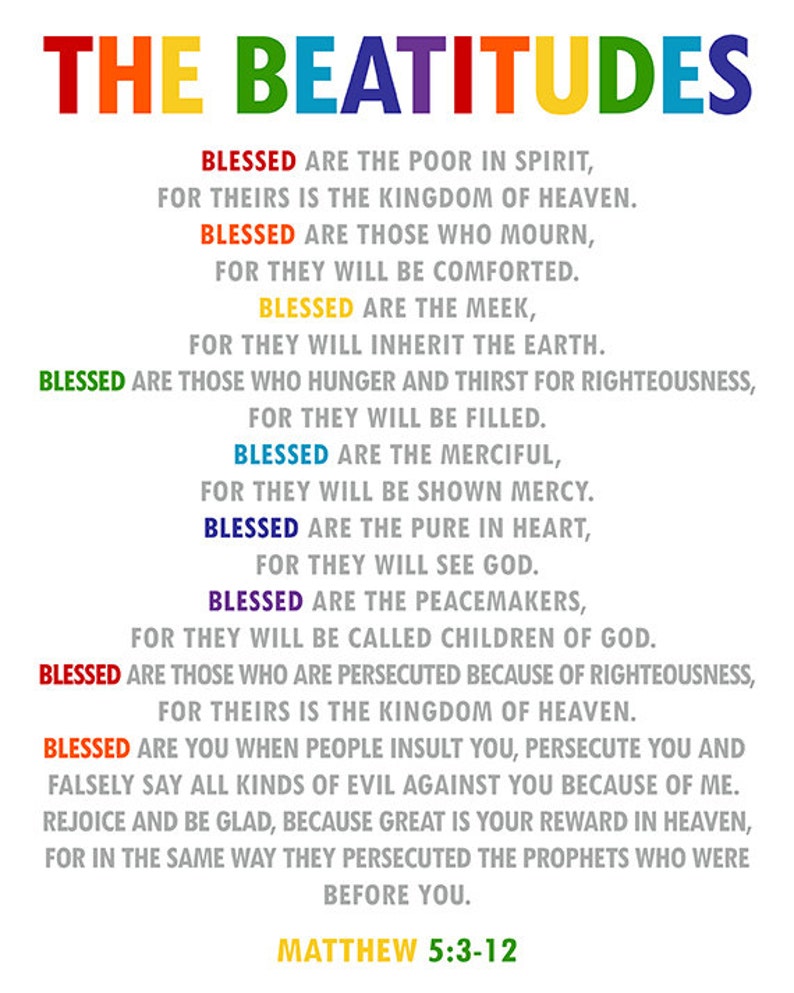 The Beatitudes Christian Wall Art Sunday School Decor Matthew 5:3 12 The Beatitudes Christian Wall Art Sunday School Decor Matthew 5:3 12