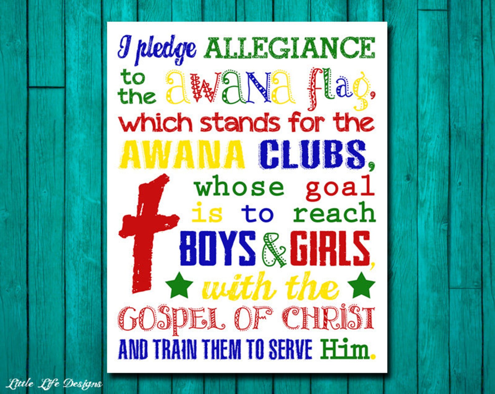 Pledge of Allegiance to the AWANA Flag. Youth Group Decor. - Etsy