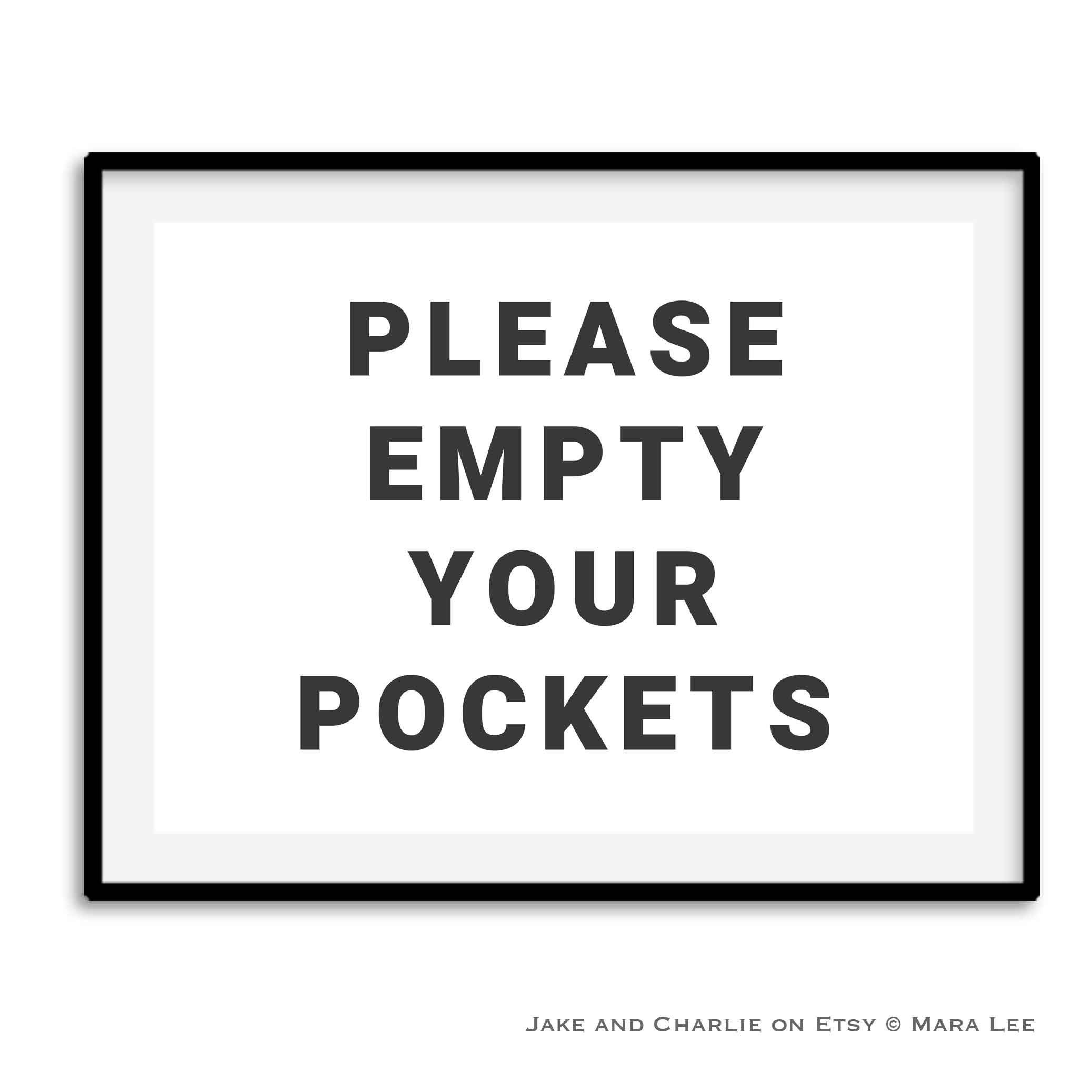 Laundry Room Art Please Empty Your Pockets Sign for the Etsy