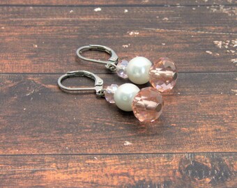 Beaded earrings, handmade jewelry for bride wedding,  crystal earrings, gift for her