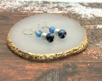 Crystal beaded earrings, handcrafted jewelry made in France, gift idea for mom&#39;s birthday under 20