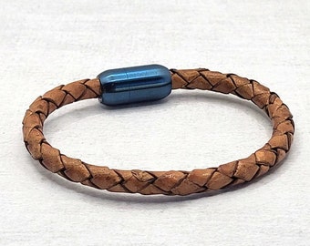 Braided leather bracelet, men women handmade jewelry, gift idea for wedding anniversary under 30 dollars