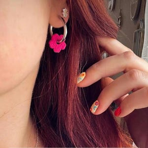 Pendientes de aro florales con borlas de cuero intercambiables, joyería de primavera/verano, idea de regalo para niñas.