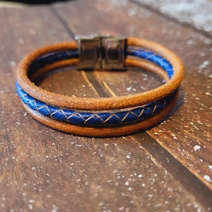 Men leather bracelet, unique handmade gift under 50 dollars, Timeless nautical bracelet for him