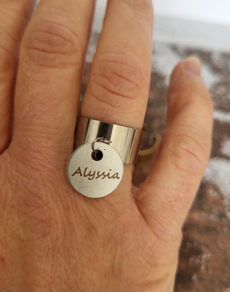 Personalized ring for her, surname ring, stackable rings, gifts for her, stainless steel ring for my daughter image 2