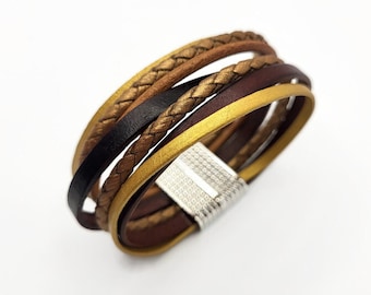 Leather cuff bracelet for women, handmade jewelry, unique and original gift idea for her under 50 dollars
