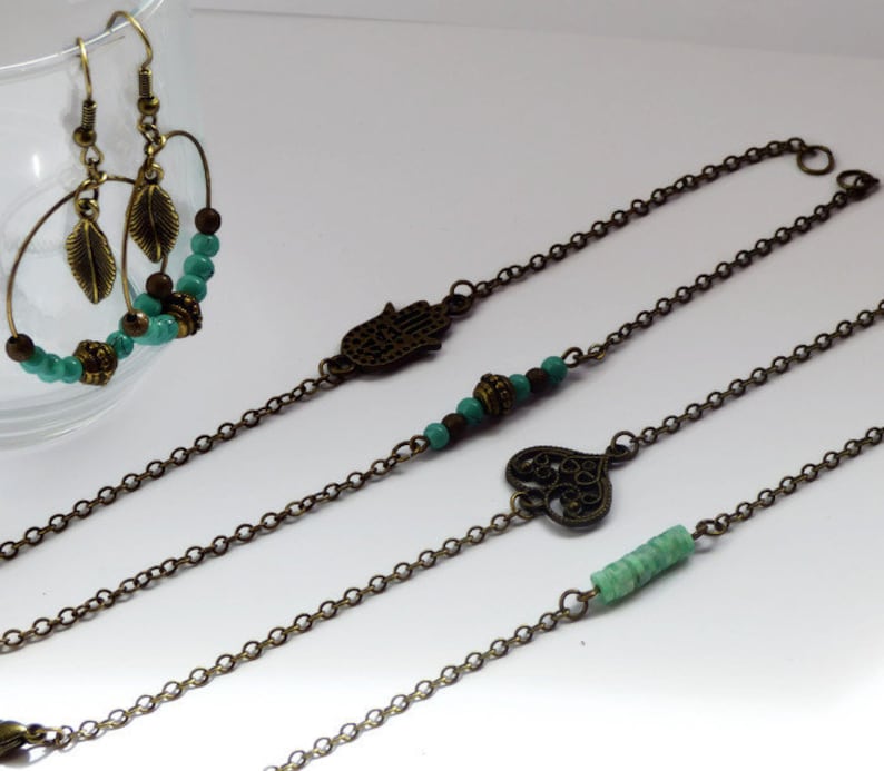 handmade unique gift idea for mother/'s day Bronze chain bracelets trendy jewellery for summer festivals