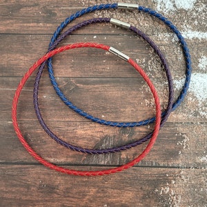 Leather choker, thin braided necklace, mens choker, women jewelry with Stainless Steel Secure Magnetic Clasp gender neutral