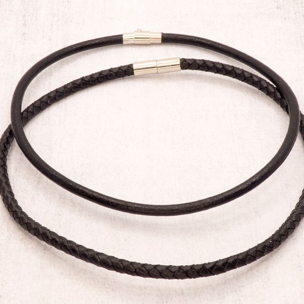 Choker minimaliste en cuir, choker cuir homme, cuir lisse ou tressé au choix, idée cadeau unisexe à moins de 30 euros