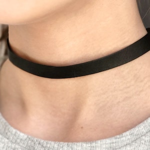 Leather choker, soft thin short necklace, birthday gift idea for her